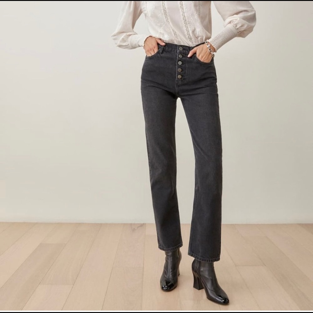 NWT Reformation | Cynthia Button Fly High Rise Straight Jeans in Ventura